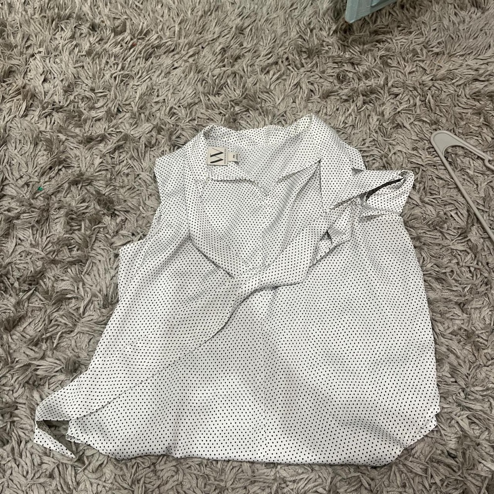 Worthington Black and White Polka Dot Blouse